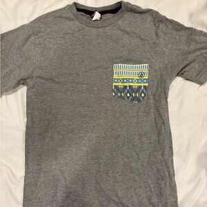 Volcom Gray T-Shirt with Patterned Pocket